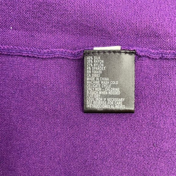 Alex Marie Silk Blend Cardigan Womens L Large Purple Ruffle Collar Long Sleeve - Picture 4 of 10